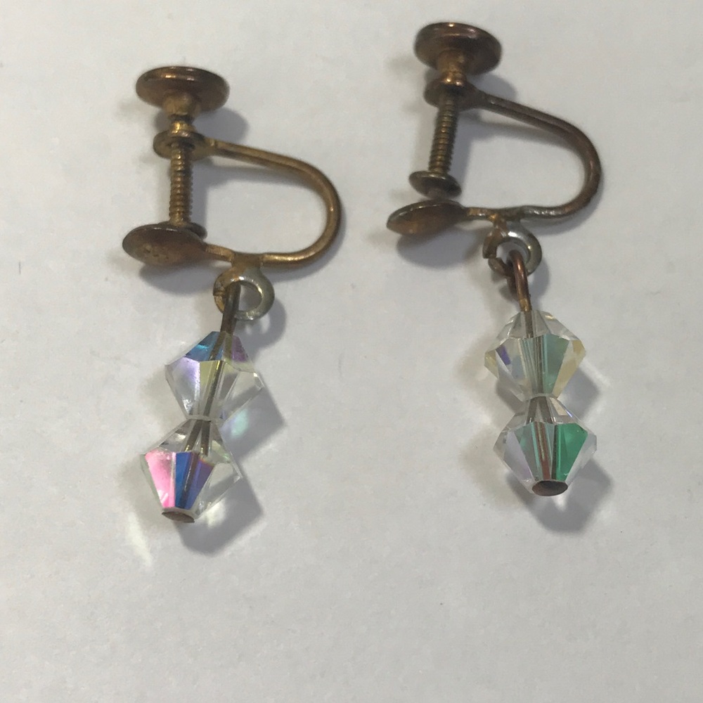 Crystal style plastic beaded clip-on earrings